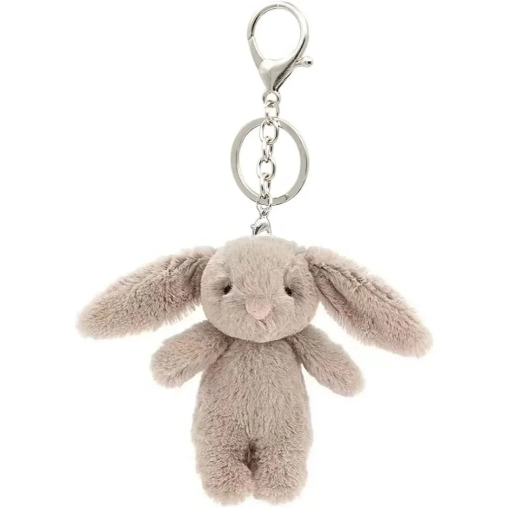 Women's Cream Cute Bunny Plush Mini Rabbit Keychain Backpack Purse Charm